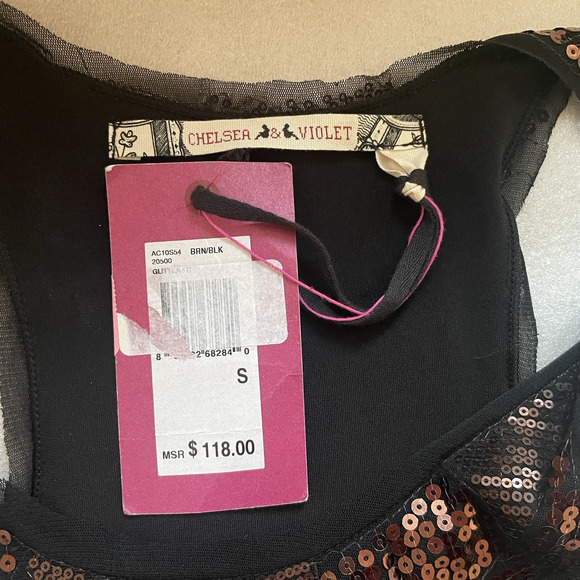 Chelsea Violet Sequin Dress Women Small Brown Sleeveless Racerback Festive Party - Picture 6 of 11